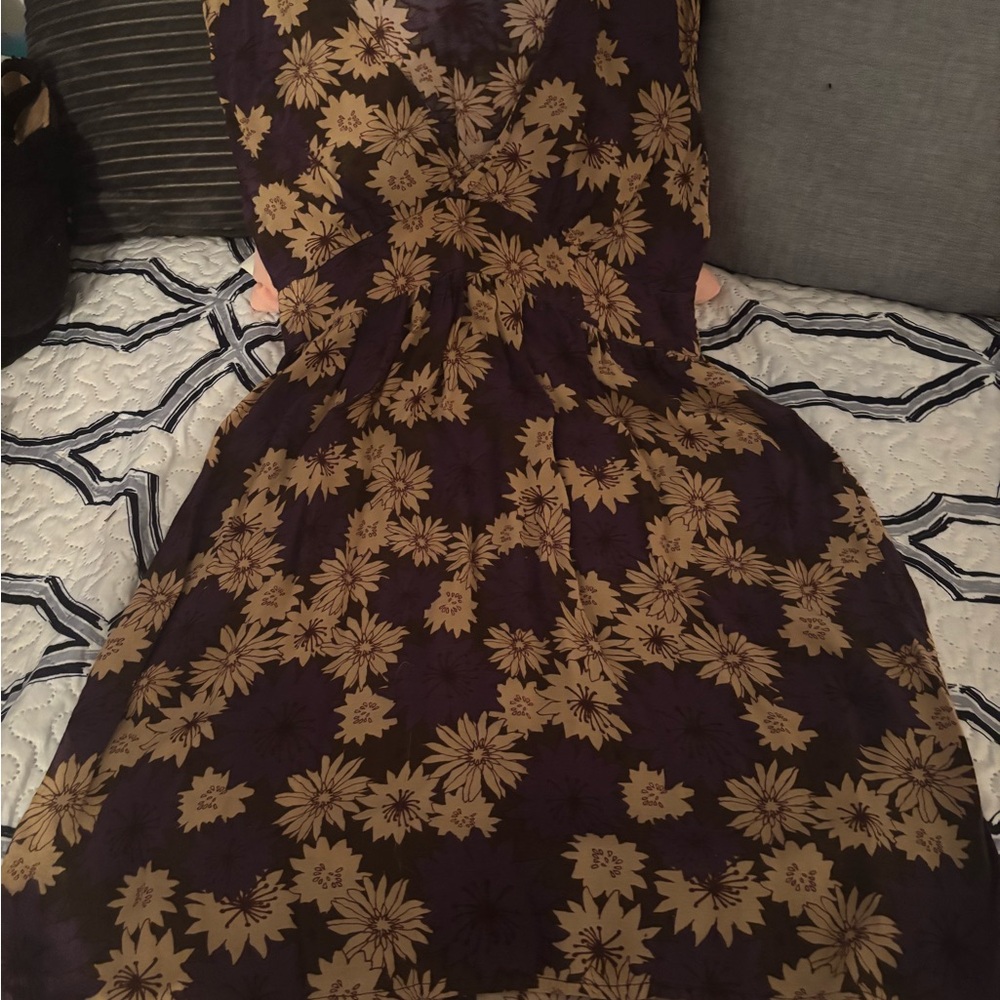 Floral Patterned Dress in Purple and Brown
